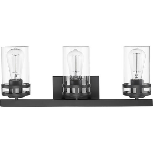 Lunden 3 Light 22 inch Matte Black Vanity Light Wall Light